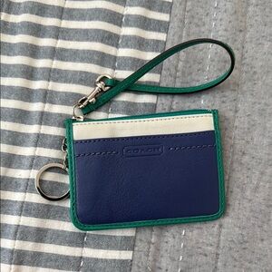 Coach Navy and Emerald Wristlet
